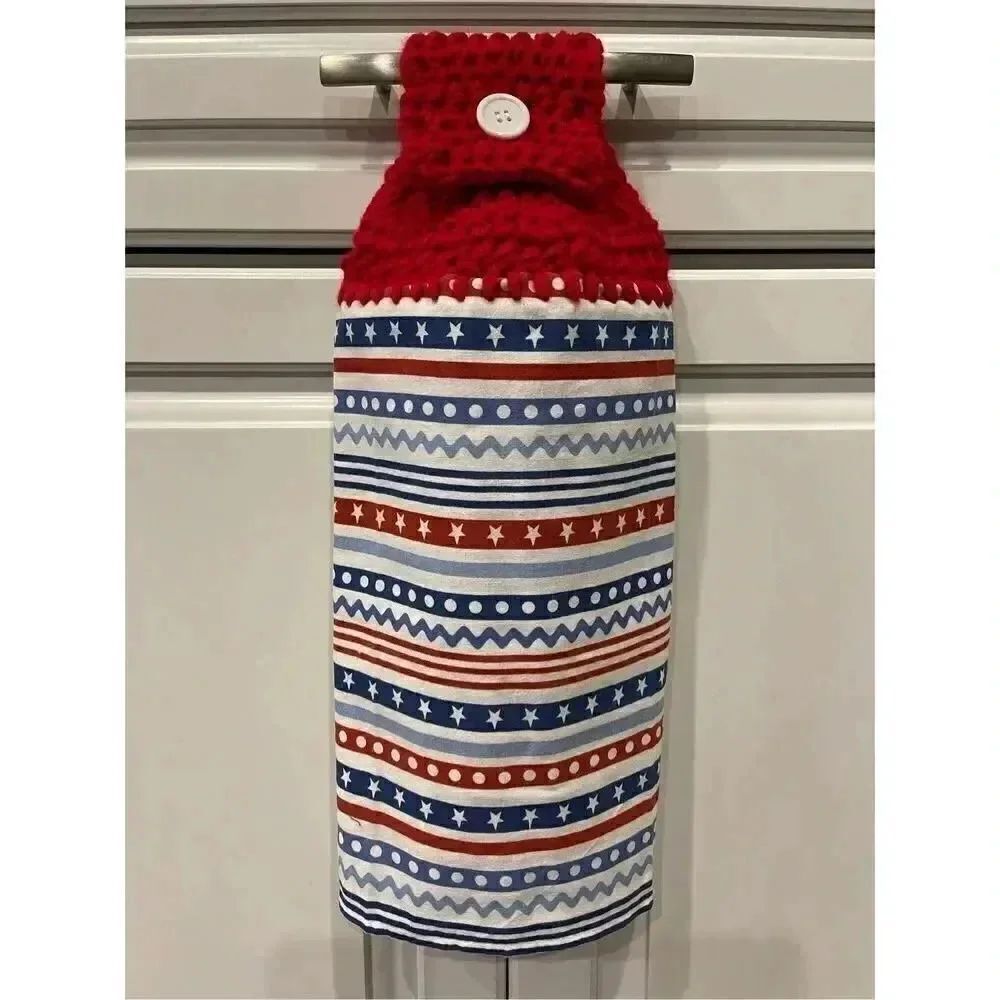 Crochet Top Kitchen Towel- Stars and Stripes